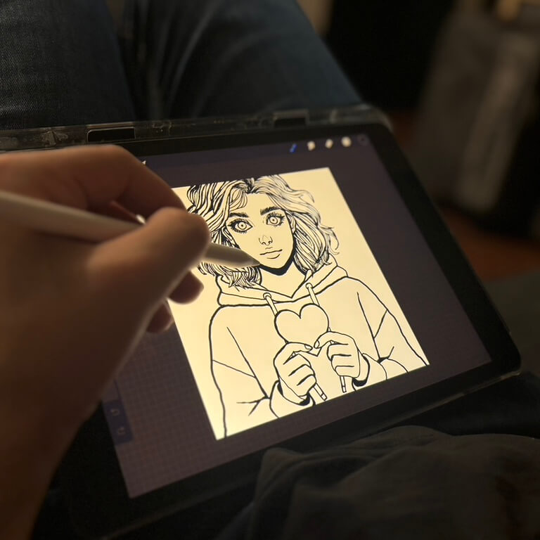 Me while drawing a song cover